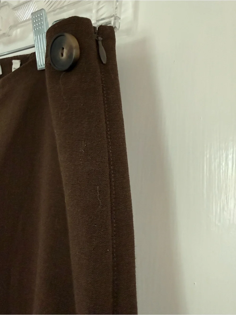 Vince Brown Wool Blend Tailored Waistband Trousers